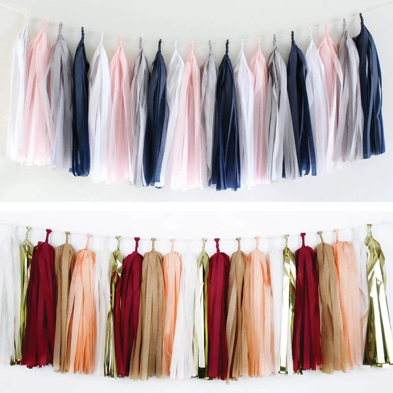 Бесплатная доставка 20xTissue Бумага гирлянда из кисточек DIY вечерние украшения