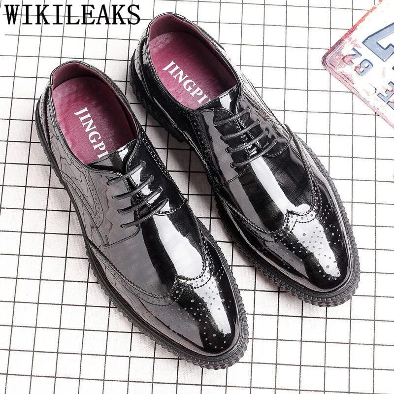 Броги оксфорды для мужчин свадебные туфли мужские деловые кожаные обувь