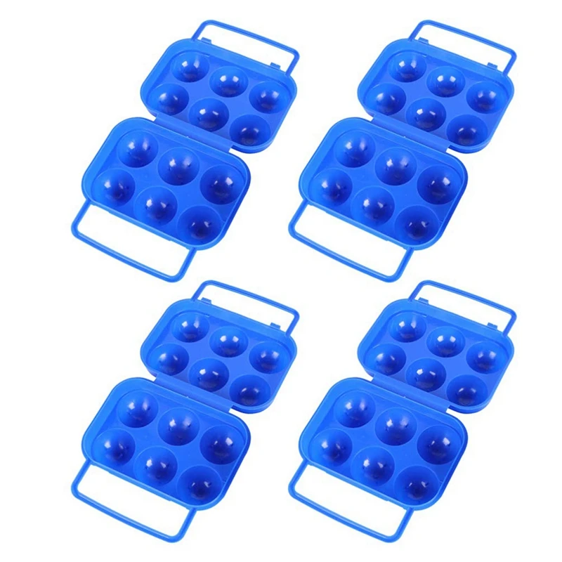 

4Pcs Portable Egg Holder Carrier Camping Carrier Folding Egg Storage Tray 6 Grids Plastic Egg Boxes Keeper for Kitchen