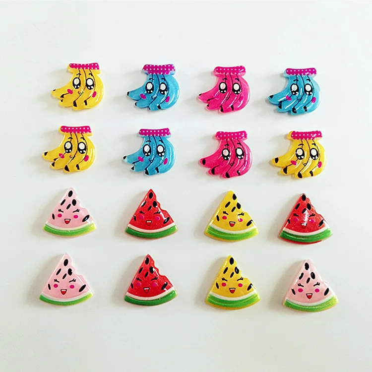 10 шт./лот Kawaii плоские каучуковые бананы арбуз DIY кабошоны из смолы с плоским