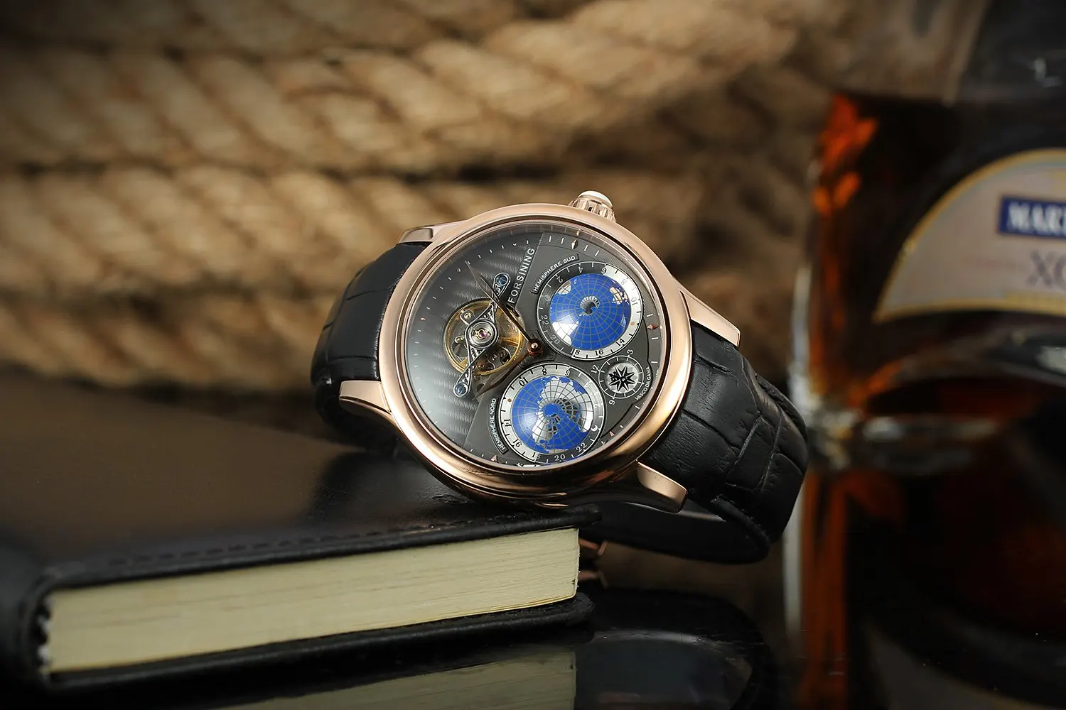 Для мужчин s часы люксовый бренд Топ FORSINING Tourbillon автоматические механические наручные часы Уникальный дизайн теллурион узор кожа