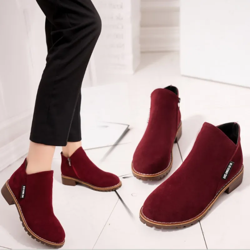 

NEW Women Martin Boots Autumn Winter Boots Classic Zipper Snow Ankle Boots Winter Suede Warm Fur Plush Women Shoes 35-40