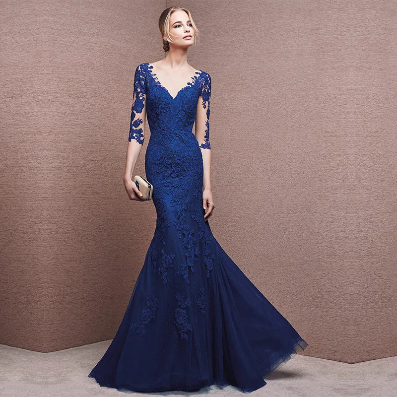 

Женское кружевное платье-русалка, вечернее платье с V-образным вырезом