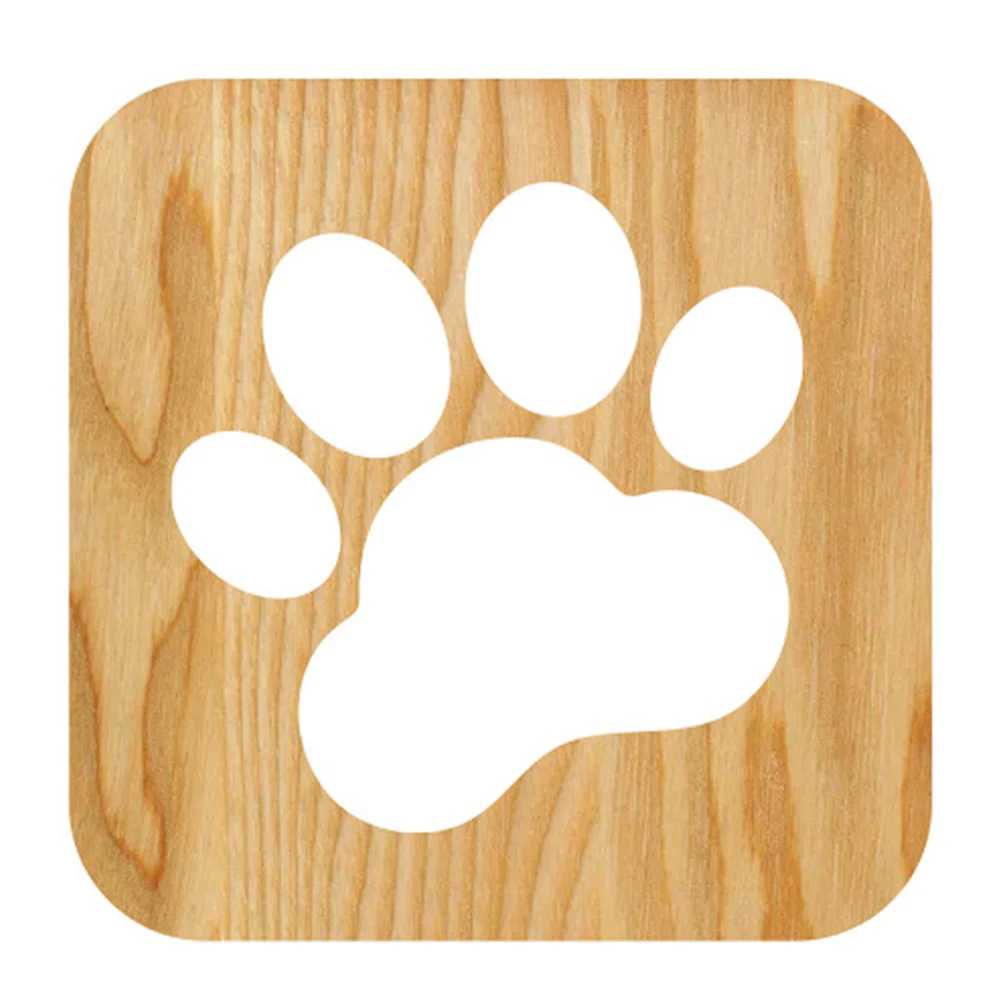 

LED Dog Paw Shaped Light Wood Carving Hollow out Desk Bedroom Lamp Night Light MDJ998