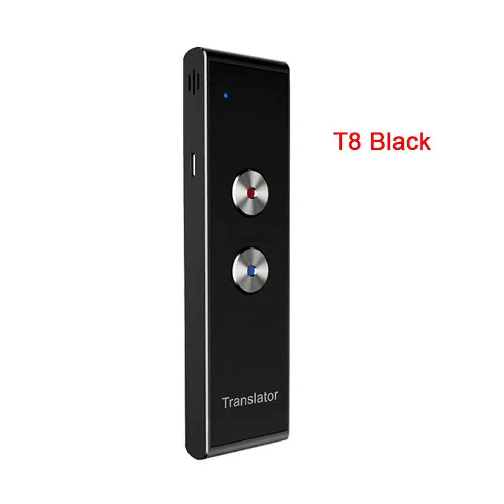 T8 Black 3 в 1 голос Язык переводчик Портативный умный голосовой переводчик двухстороннее радио Обновление версии для обучения путешествия Бизнес совещание - Цвет: T8 Black