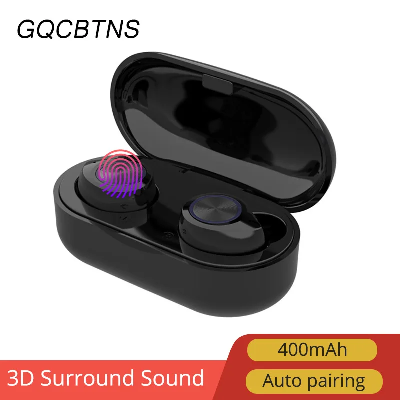 TW60 Touch Black TW60 Touch control беспроводные наушники Buletooth 5,0 гарнитура 8D объемный HiFi стерео наушники спортивные наушники с микрофоном для телефонов - Цвет: TW60 Touch Black