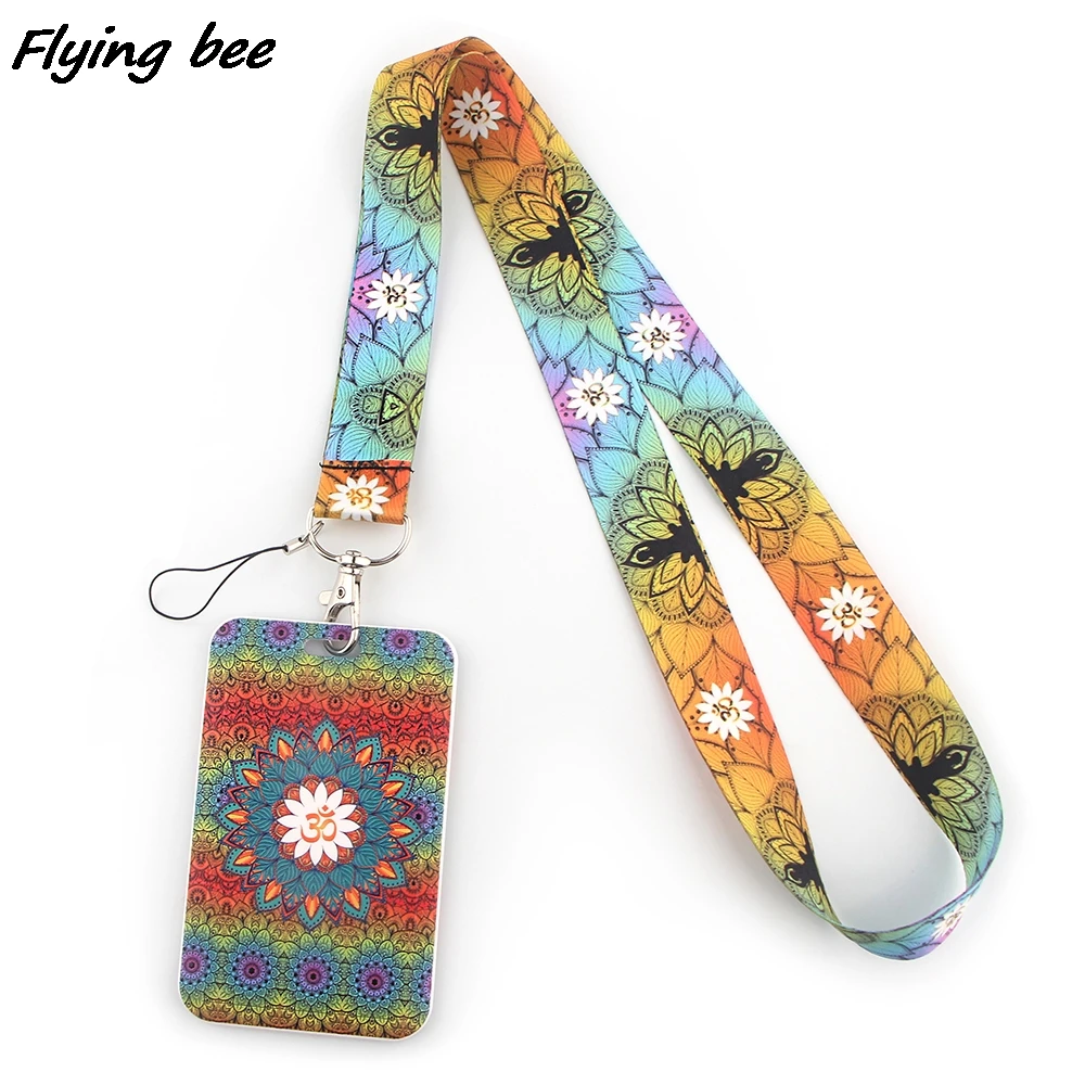 Flyingbee X1295 Colorful Yoga Unisex Fashion Lanyards ID Badge Holder Bus Pass Case Cover Slip Bank Credit Card Holder Strap