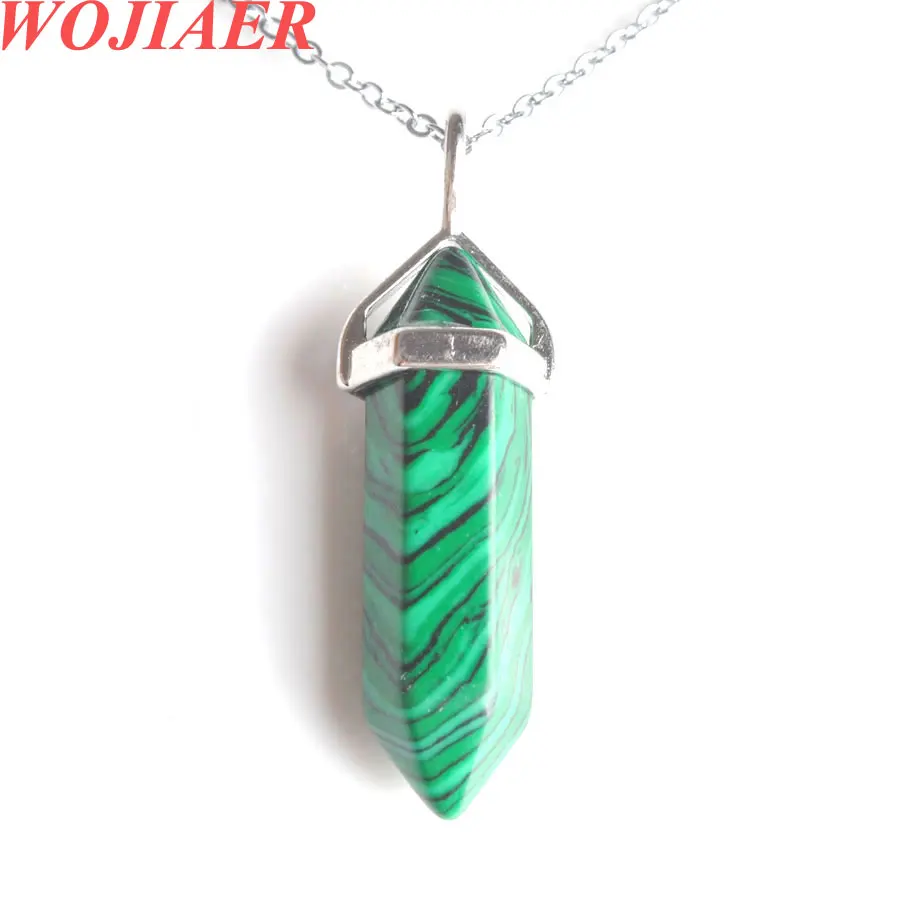 

WOJIAER Man-made Stone Malachite Hexagonal Pointed Pendants for Diy Jewelry Making Necklaces PN3053