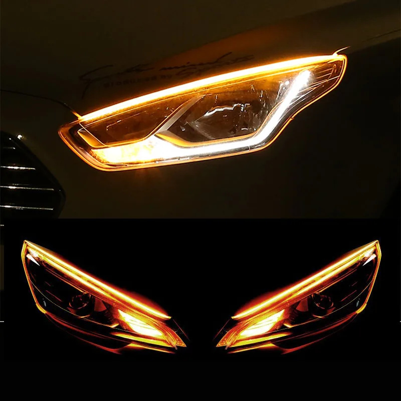 2pcs car DRL LED daytime running lights auto flow turn signal kit accessories for Ford Focus Fusion Escort Kuga Ecosport Fiesta |