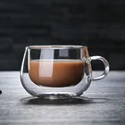 Новая стеклянная чашка с двойными стенками, 1 шт., 150 мл, термостойкая кружка для чая и кофе с ручкой, портативная прозрачная кружка для пива, стеклянная чашка для виски
