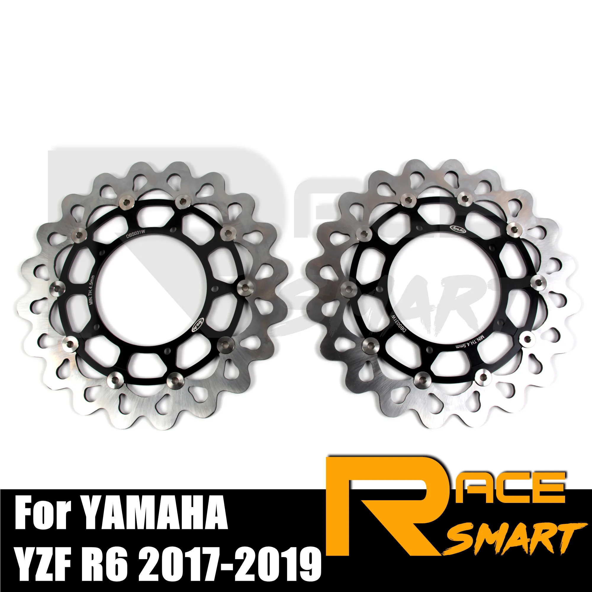 

Motorcycle Front Brake Discs Rotor For YAMAHA YZF R6 2017-2019 CNC Stainless Steel Brake Disks YZFR6 YZF-R6 YZFR-6 2018 Black