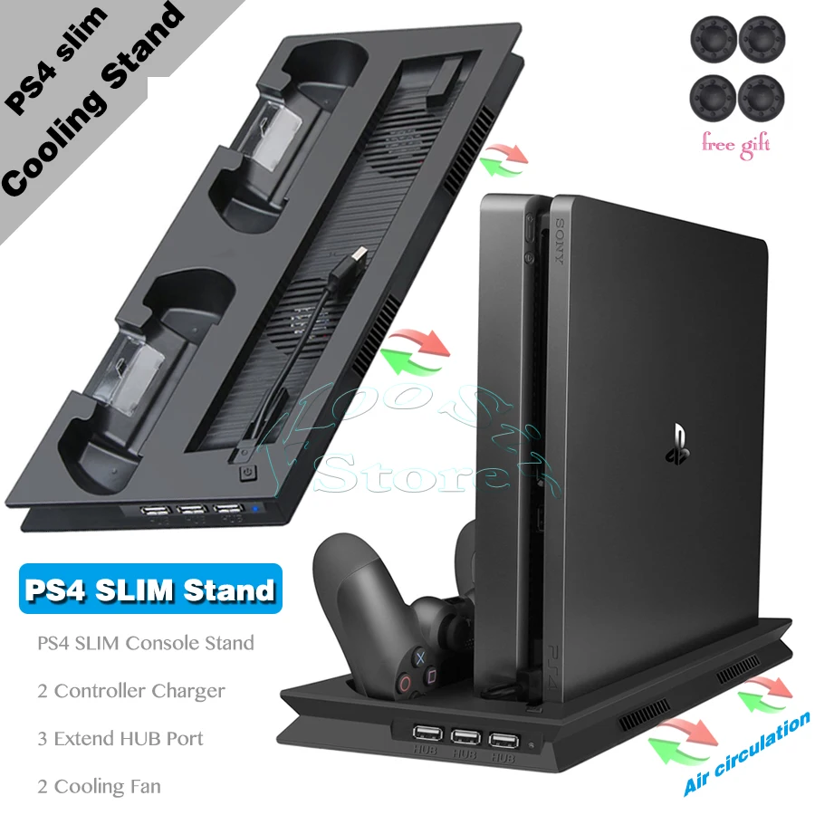 Подставка для консоли PS4 Slim охлаждающий вентилятор подставка геймпада зарядная