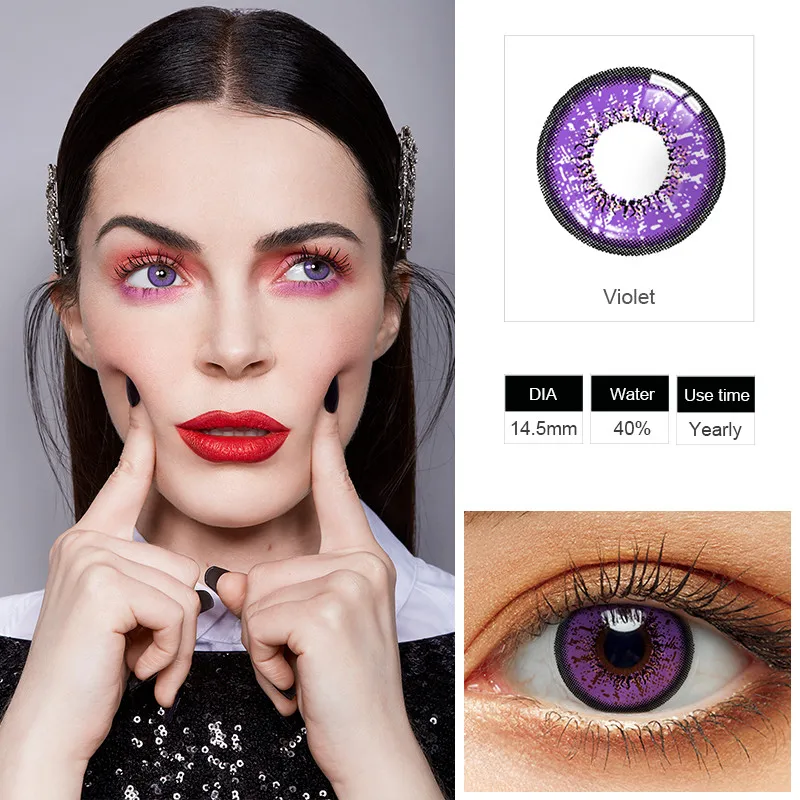 Цветные линзы ed для косплея Хэллоуина яркие фиолетовые контактные глаз с