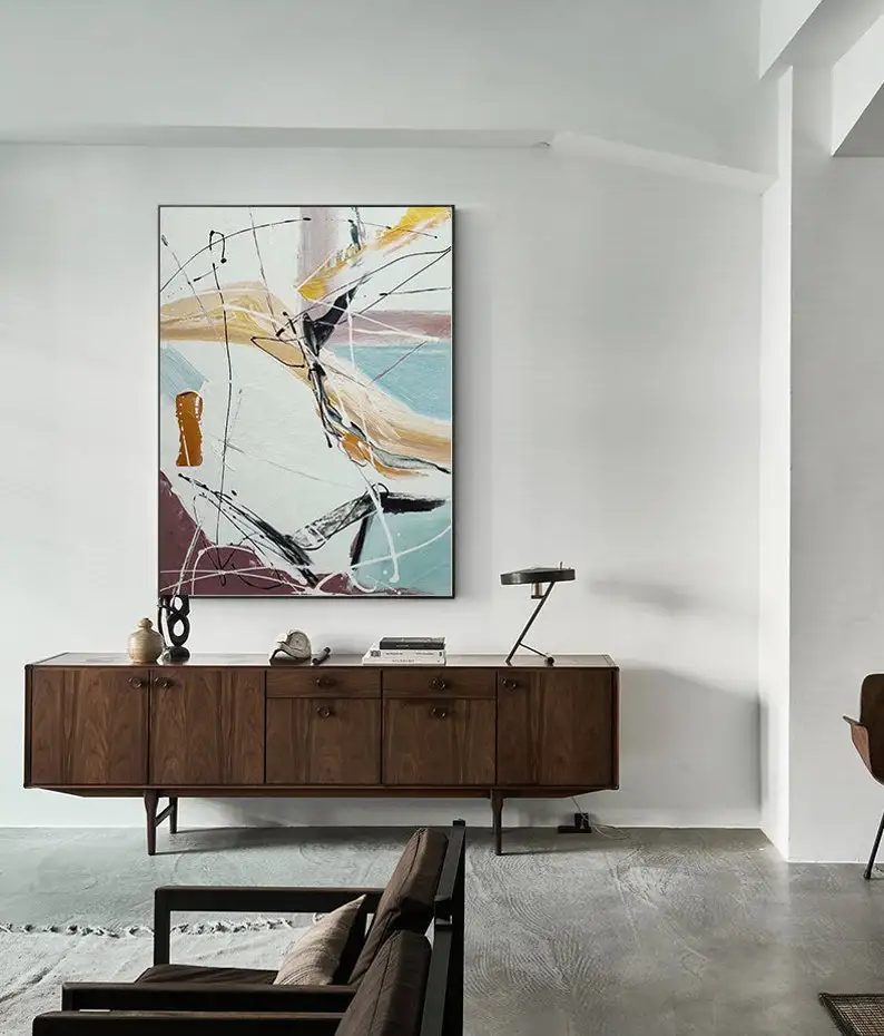 

large original oil abstract painting on canvas,contemporary art,beige painting,yellow painting,abstract oil painting,large mural