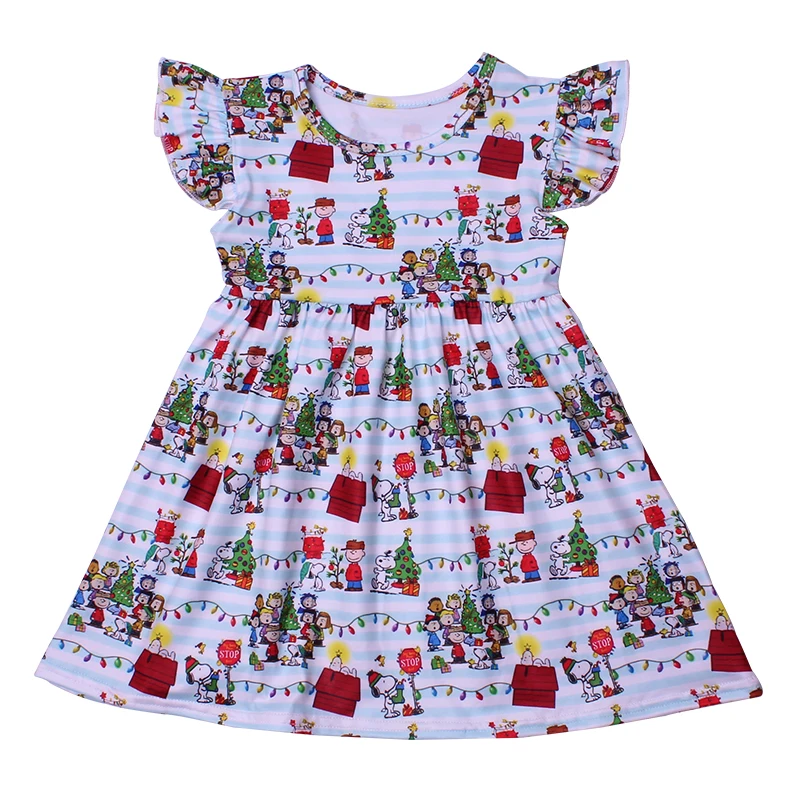 

Children Girls Christmas Clothes Novelty Toddlers Cartoon Short Sleeve Dress Xmas New Year Dress Milksilk Wholesales