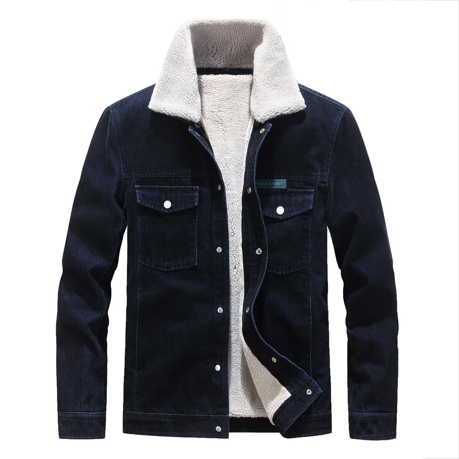 2021 Fashion New Men's Cotton Jacket Button Denim Corduroy Polar Fleece Warm Lapel Cotton Jacket Men  clothing