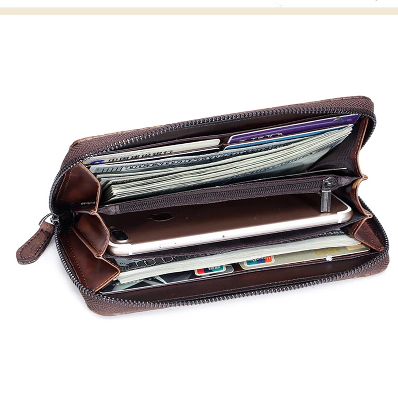 Сумка на молнии из натуральной кожи удлиненный женский кошелек тисненый узор Oracle