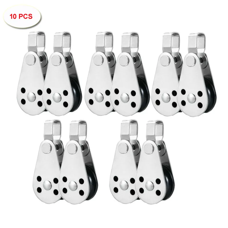 

10 PCS Marine Boat Pulley Blocks Rope Stainless Steel 316 Kayak Canoe Anchor Trolley Kit Nylon Pad Eyes Boat Kayak Accessories