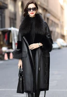womens winter sheepskin coat leather coat with raccoon fur collar jacket sheep shearing fur coat fur story fs20106