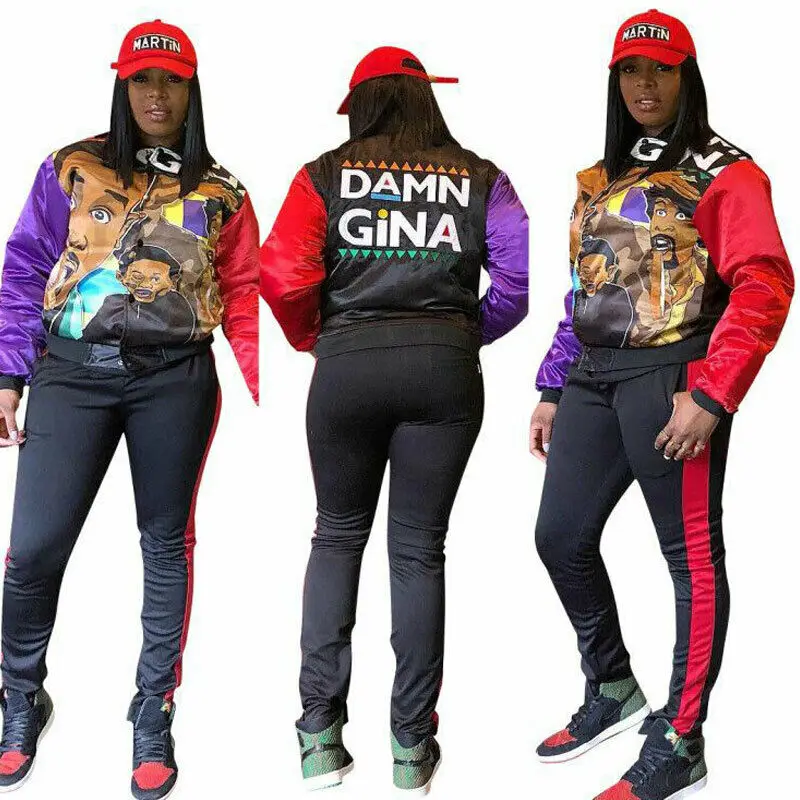 

Women Outwear Two Piece Set Long Sleeve Button Jacket Tops Loose Coat Pencil Pants 2PCS Suit Party Club Outfit Punk