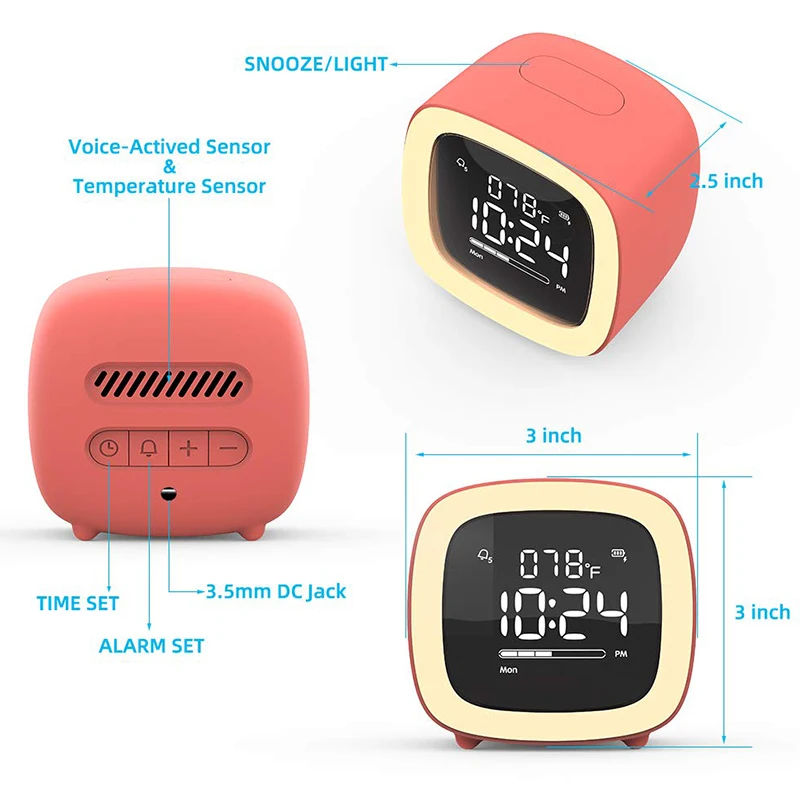 Милый ТВ ночной Светильник Будильник для детей девочек подростков спальня