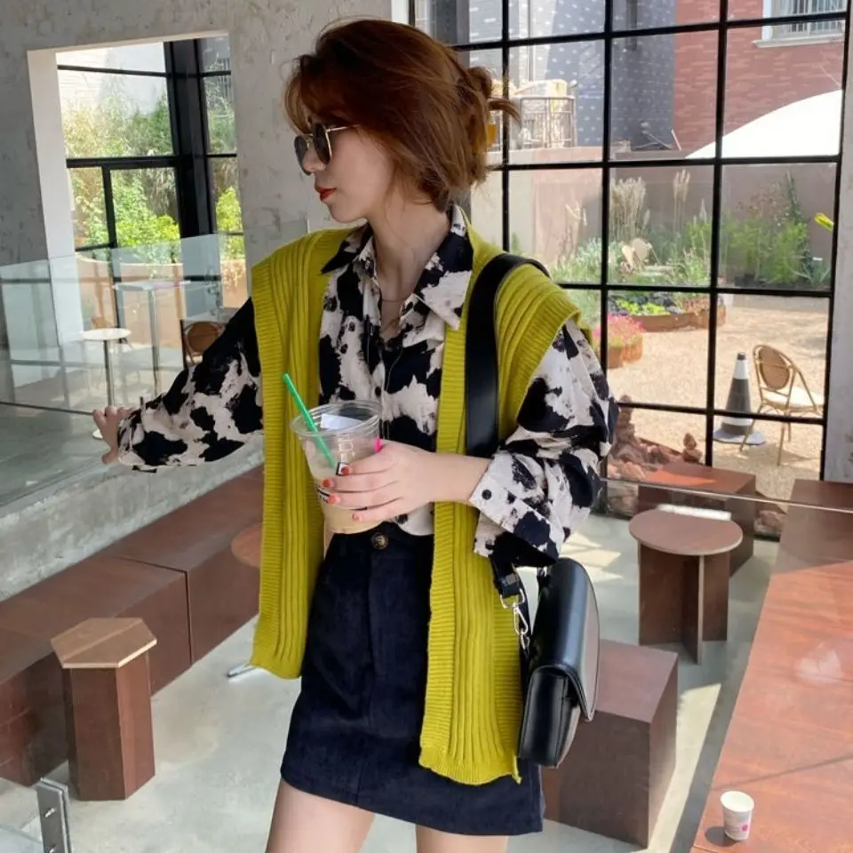 Новинка 2021 стильная Цветущая рубашка с коровьим узором модная Свободная в стиле