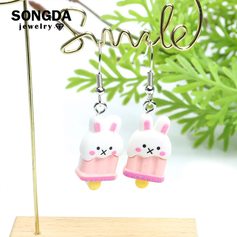 

Cartoon Acrylic Ice Cream Earrings For Women Cute Animals Cat Frog Little White Rabbit Bear Fashion Girl Jewelry Dangle Earrings