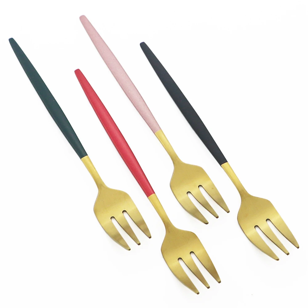 Столовые приборы из матовой нержавеющей стали столовая посуда десерт вилка для