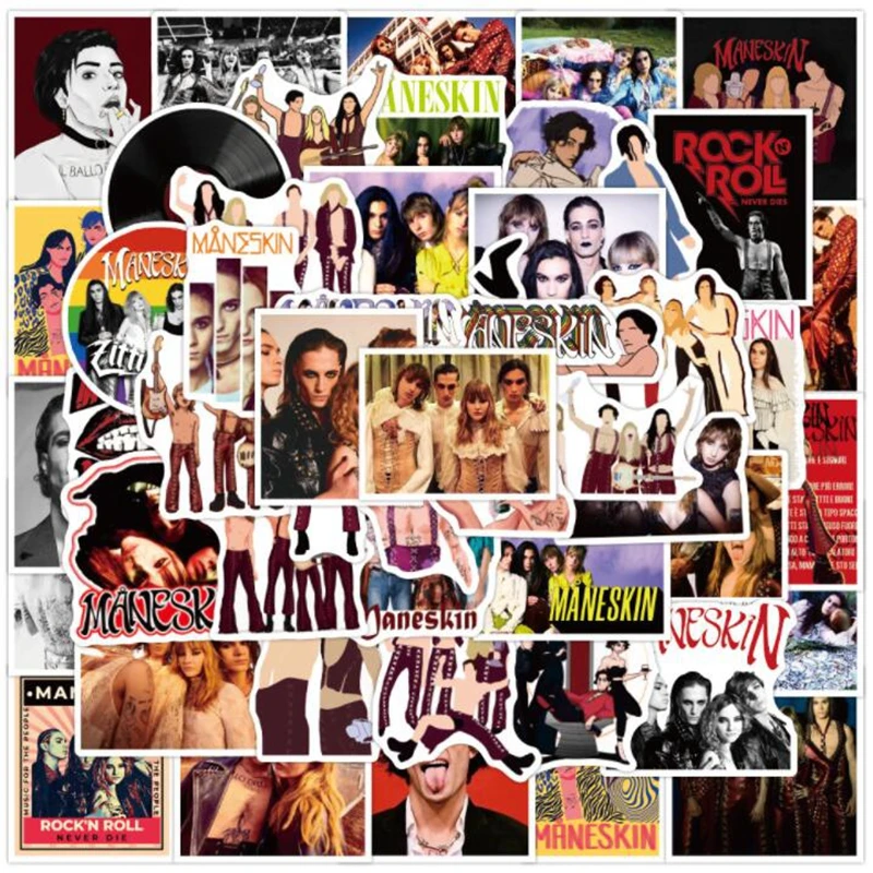 

10/30/50Pcs Maneskin Italy Rock Band Singer Stickers For Laptop Refrigerator Notebook Trunk Skateboard Pegatinas Doodle Stickers