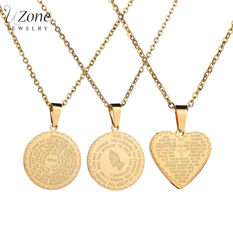 Uzone религиозное спокойствие библейские молитвенные руки ожерелье из нержавеющей