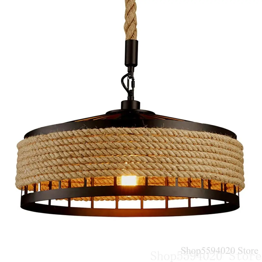 

Industrial Metal Kitchen Rope Vintage Pendant Lights Hemp Rope E27 Pendant Lamp Dining Room Retro Home Decor Lighting Fixture