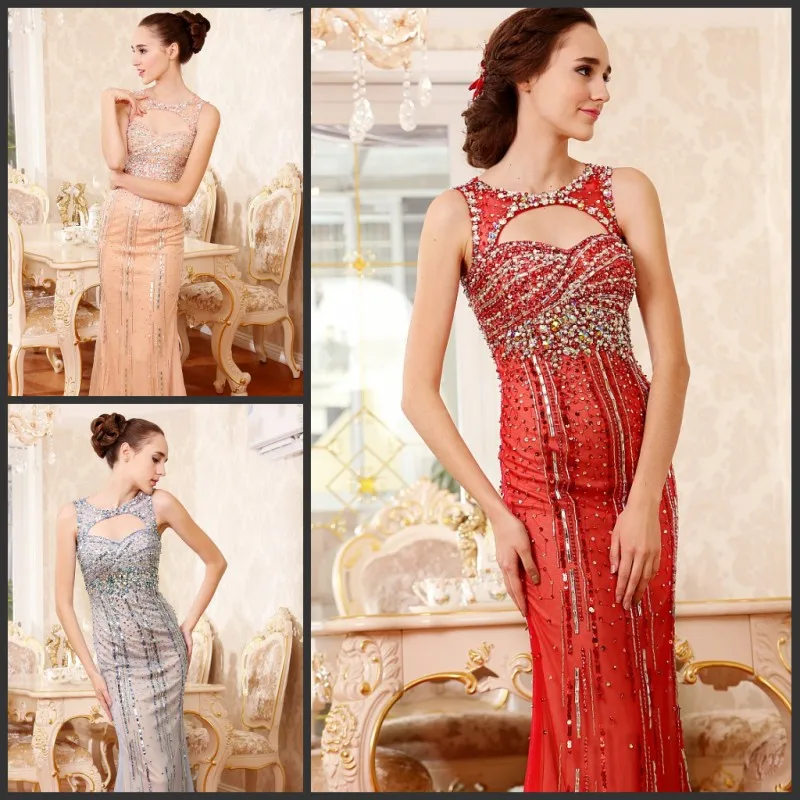 

free shipping maxi 2016 luxury crystal vestidos formal brides evening gowns sexy backless red long beaded party prom dresses