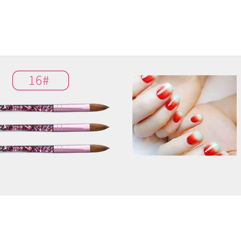 

1PC Pink Beauty Kolinsky Sable Acrylic Nail Brush with Liquid Flow Glitter Nail Art Brush for Nail Art Tools 10