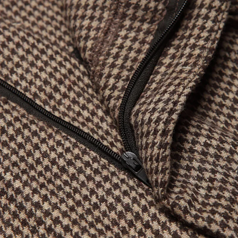 Unique Design Women 2018 Spring Autumn Wide Leg Pants Casual Woolen Trousers Houndstooth Straight Loose Long Pants High Waist OL