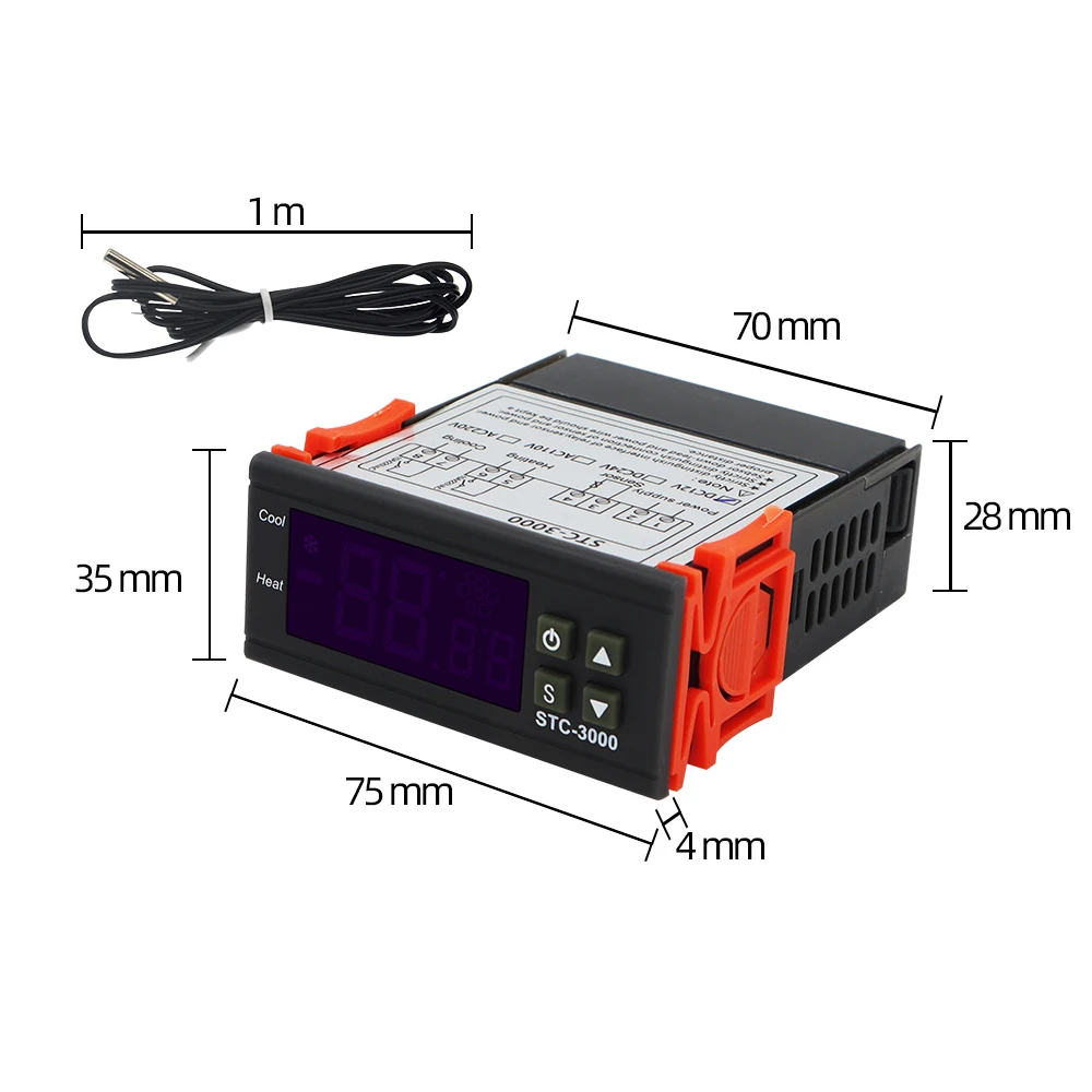 STC-3000 Digital Temperature Controller Thermostat Thermoregulator Sensor Relay Heating Cooling Incubator 40%off | Инструменты