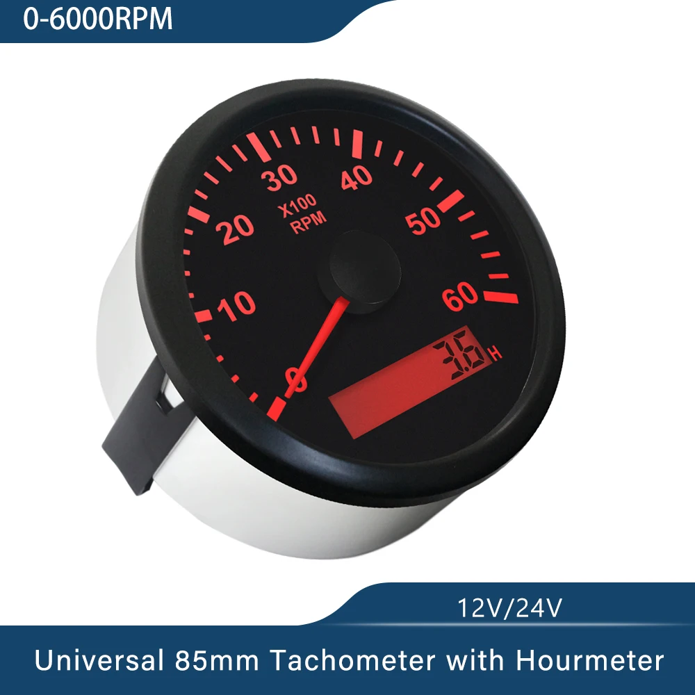 12V/24V 85mm тахометр с цифровым песочным датчиком 3K 4K 6K 7K 8K красной подсветкой |