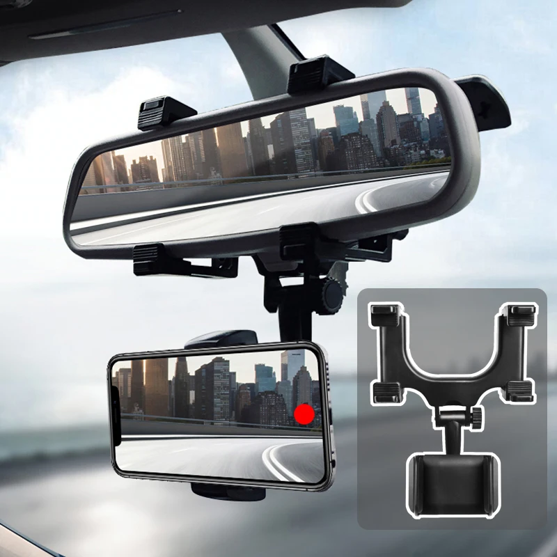 

2021 New Universal Car Phone Mount Stand Car Rearview Mirror Mobile Phone Holder Smartphone Adjustable Support for Iphone Xiaomi