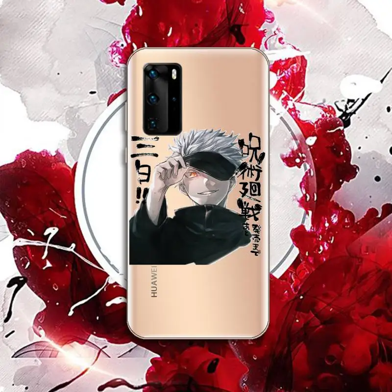 

Jujutsu Kaisen Satoru Gojo anime Phone Case Transparent for Huawei P20 P30 P40 lite pro P smart 2019 honor 8x 10i
