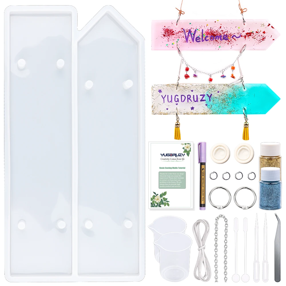 

2PCS Doorplate Molds For Resin Casting, Irregular Epoxy Resin Molds With Foil Flakes,Measuring Cups,Tweezers,Doorplate Accessor