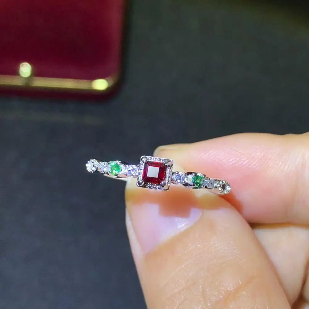 925 Серебряное инкрустированное натуральное голубиное кроваво красное рубиновое