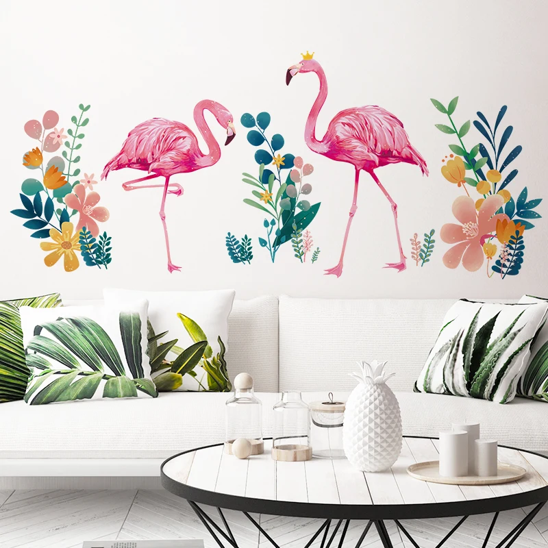 

[SHIJUEHEZI] Flamingo Wall Stickers DIY Animals Wall Decals for House Living Room Kids Bedroom Decoration Accessories