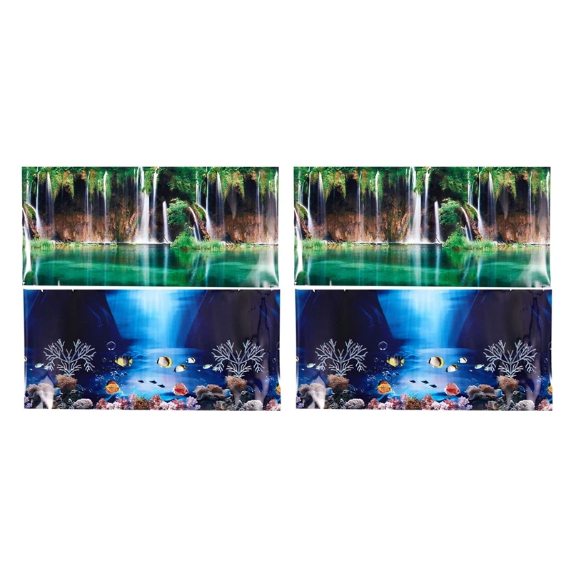 

2X Blue Fresh Sea Background Aquarium Ocean Landscape Poster Fish Tank Background
