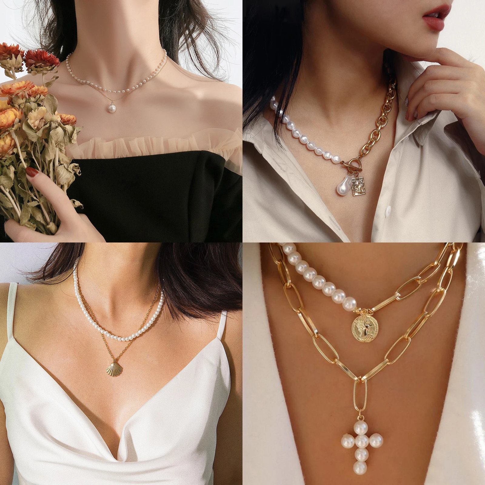 Ожерелье с квадратным знаком в стиле барокко Геометрическая подвеска монетами