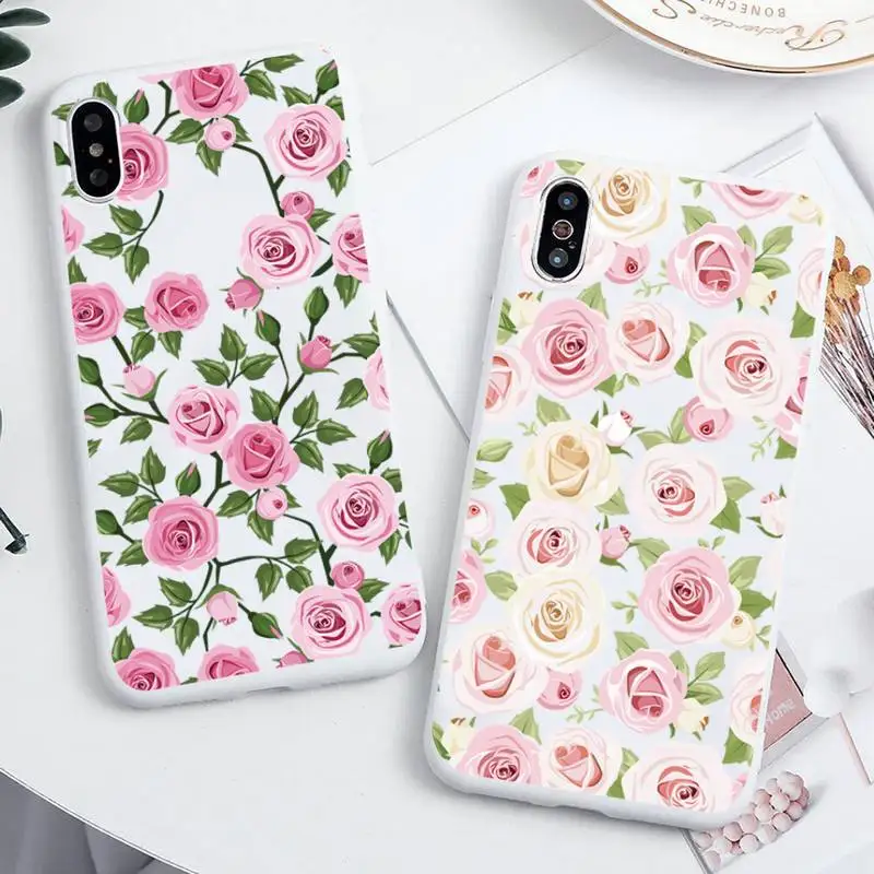 

Pink Peach Blossom Rose Flower Phone Case For IPhone 12 Pro Max 6 6s 7 8 Plus XS XR 12mini Se 2020 Iphone 11 Pro Max Candy Case