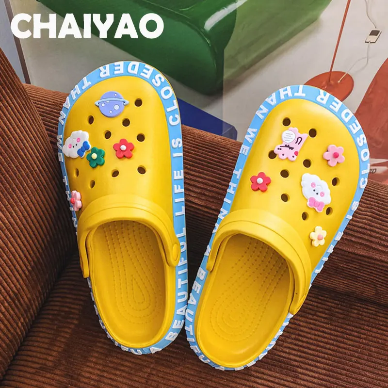 

2021 Summer Women Men Home Slippers Unisex Shoes Cute Bear Open Toe Low Platform Flip Flops Female Sandal Flat Beach Slide