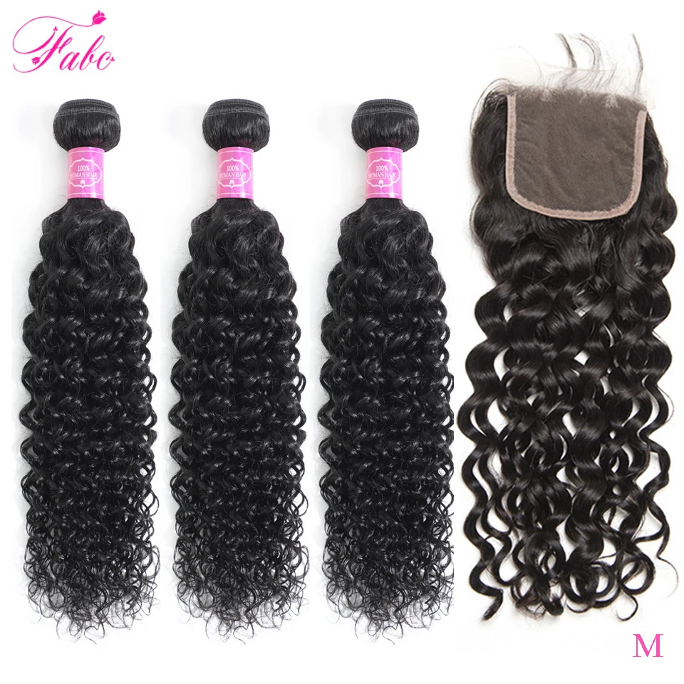 Волосы FABC перуанские волнистые пучки с застежкой не Реми волос 100% человеческие