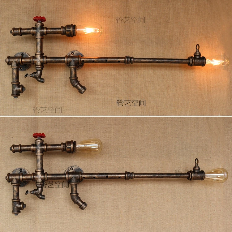 

Water pipes American Cafe bedroom bedside industrial style retro bar restaurant wall lamp decoration wall pipe ZH SG38
