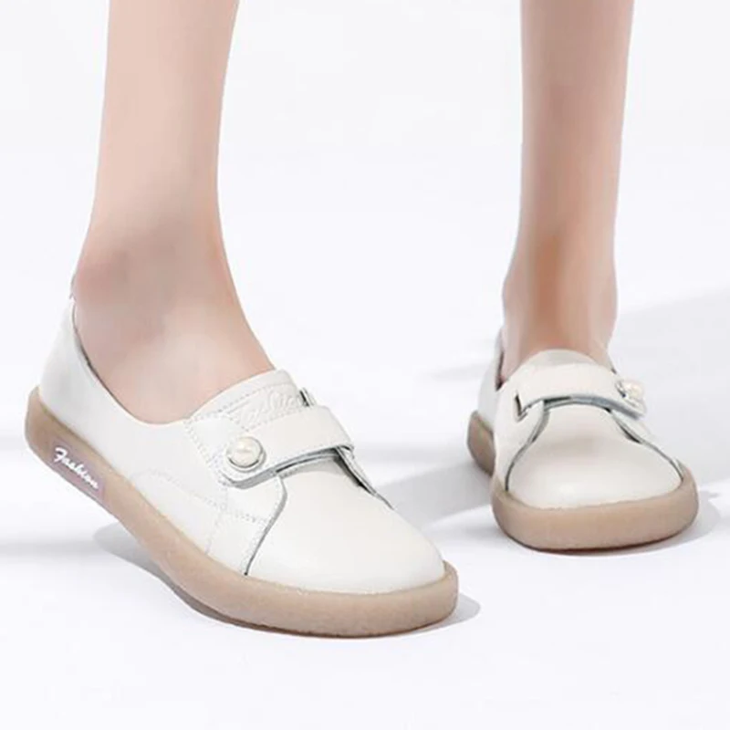 Женская Белая обувь женские слипоны из натуральной кожи с закрытым носком лоферы