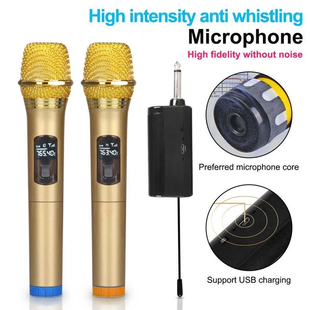 

Debra M21 Handheld Microphone Practical High Fidelity Golden Color High Sensitivity Wireless Condenser Microphone for Conference