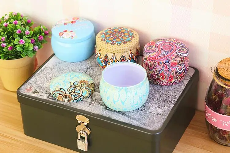 1PC 7x5cm Home Garden Personality Drum-shaped Candy Box Cookie Package Rose Tea Pot Tinplate Festive Party Supplies | Дом и сад